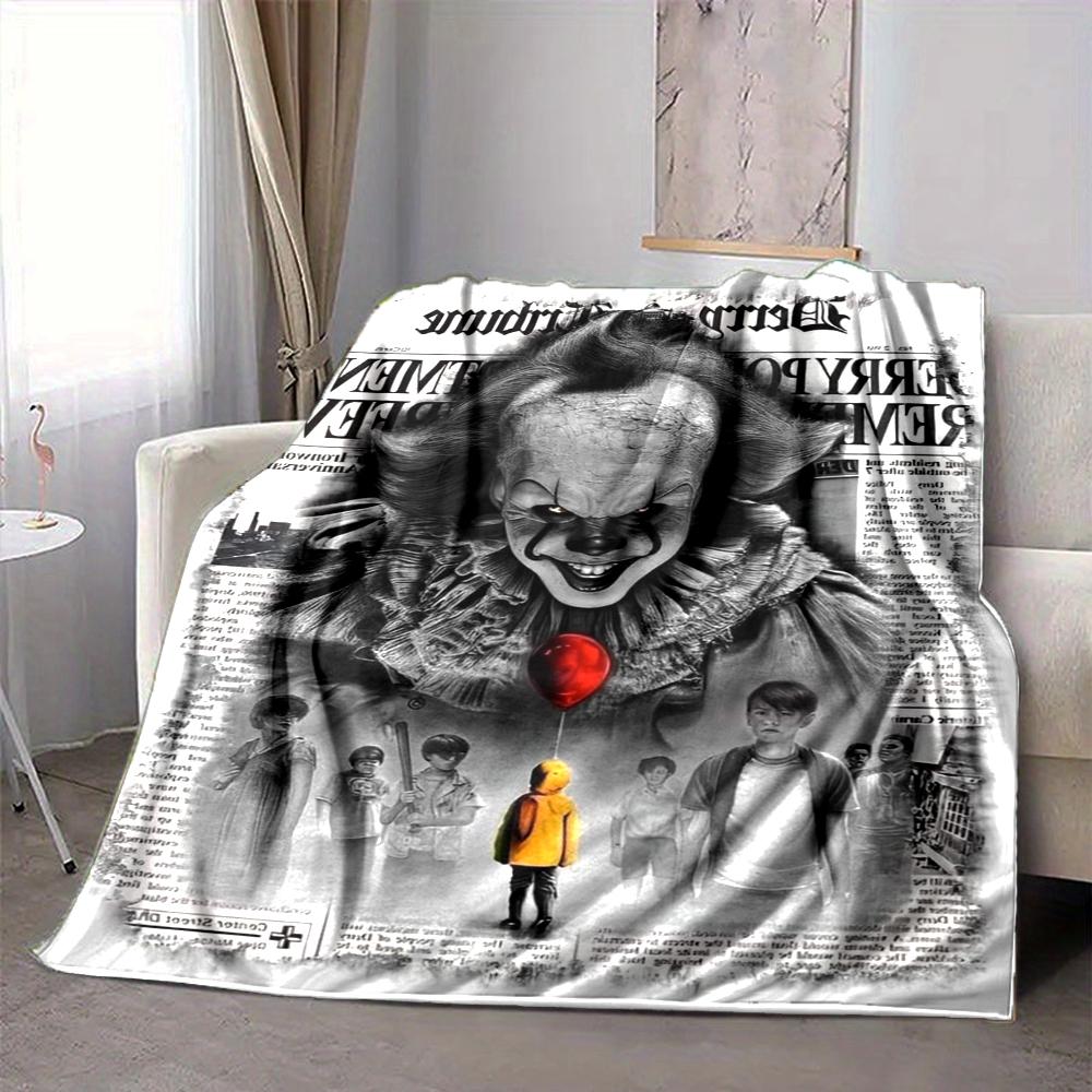 1Pc Clown Children Flannel Blanket, Soft And Comfortable, Casual Warm, Camping Travel, Christmas, Halloween Xmas Gift. G1285
