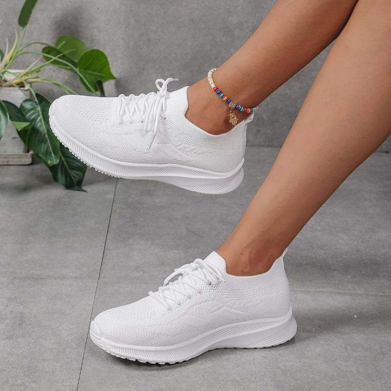 Женская обувь 2024 года, фирменная сетчатая женская вулканизированная обувь, дышащие женские кроссовки, однотонные, на шнуровке, на низком каблуке, женская повседневная спортивная обувь