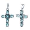 Серебряный крестик с топазом Лондон Блю 0.345ct (1966617)