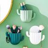 Cute Cactus Makeup Brush HolderWall Mounted Sundries Box Self-Adhesive Shaver RackKitchen Bathroom Toothbrush Storage Containe