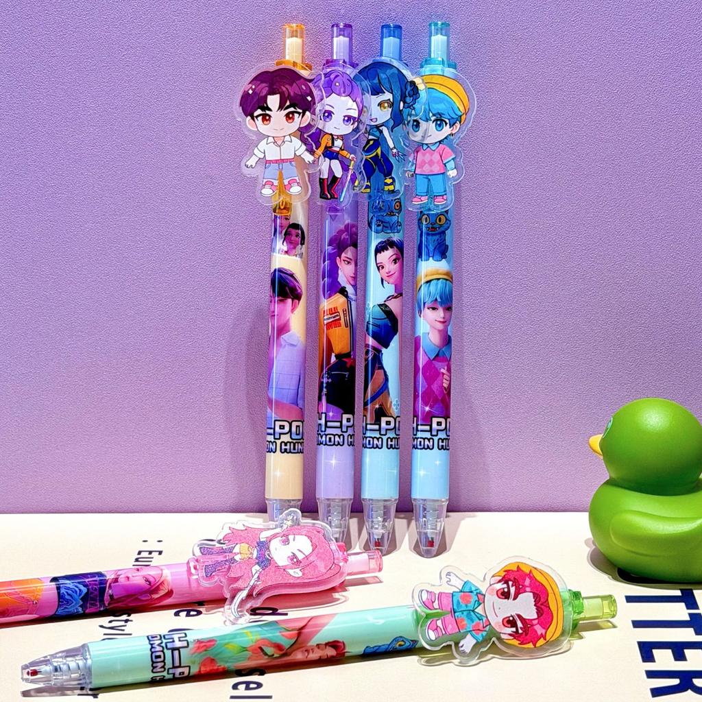 Cute Demon Hunters Anime K-POP Acrylic Topper Black Gel Pens, Kids Stationery for Student Study Supplies