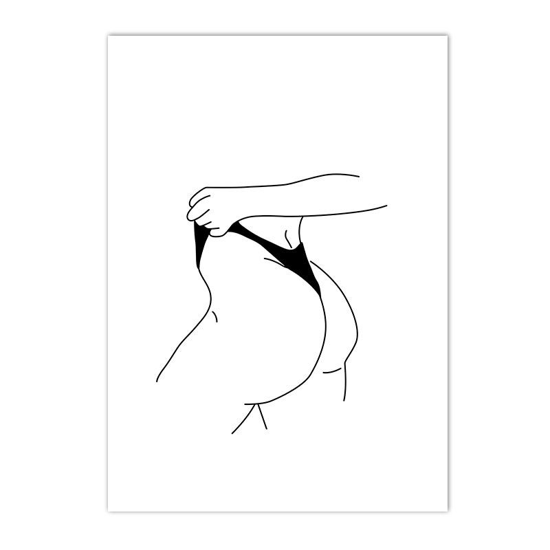 Wall Art Poster Naked Body Minimalist Sexy Woman Line Draw Art Print Black And White Canvas Painting Nordic Pictures Home Decor