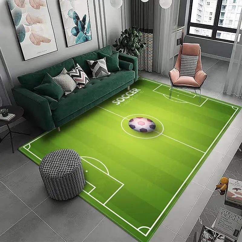 3D Football Field Carpet for Boys Room Bedroom Sofa Doormat Decor Kids Play Area Rug Carpet Non-slip Soft Floor Mat Polyester