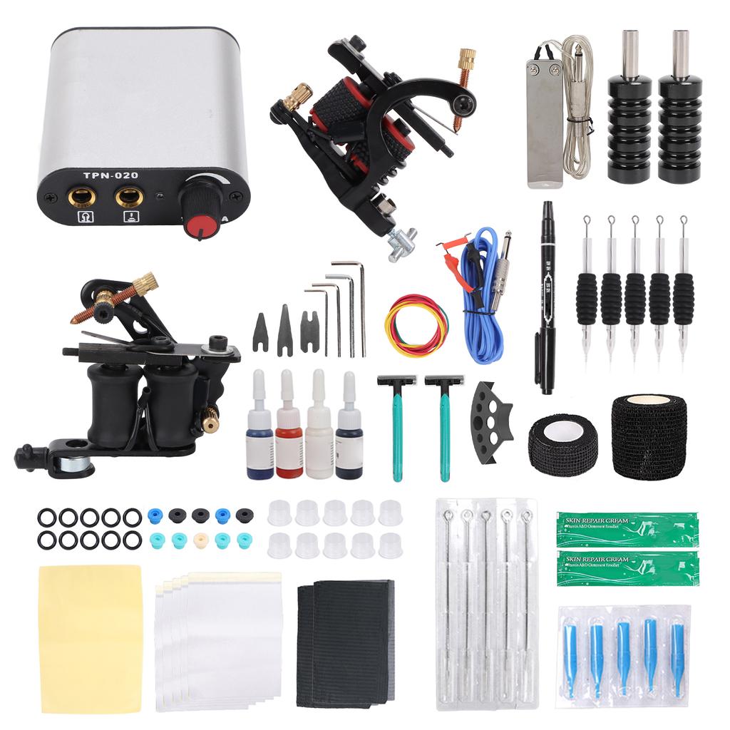 Профессиональный набор для татуировки с катушкой, блок питания для татуировки, переводная бумага, набор для практики кожи 90‑265VUS