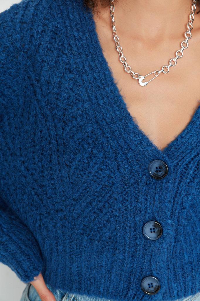 Женский элегантный кардиган, пудровый, мягкий текстурированный укороченный трикотаж, кардиган