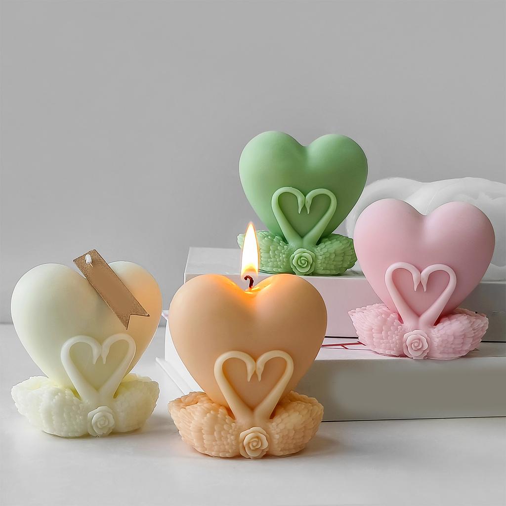 Многоцелевая очаровательная 3D-форма в виде сердца лебедя, прочная, портативная, для изготовления фигурок из смолы и гипса, для украшения дома