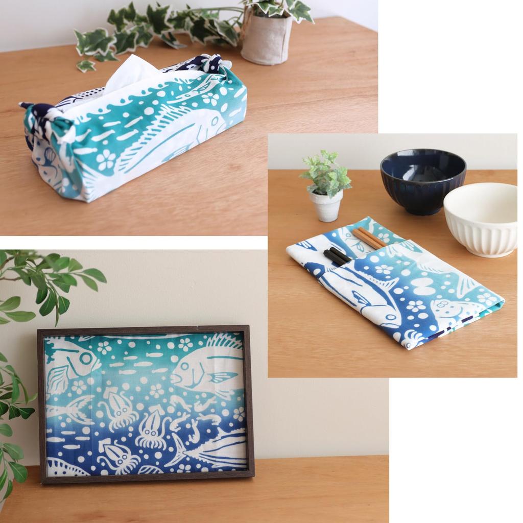 IKS Tenugui Hand Made In 34 X Prime Fabric Festival Sea Chū-sen Towel, Japan, 88cm, 100% Cotton, (Unfinished) (Sea Blue)