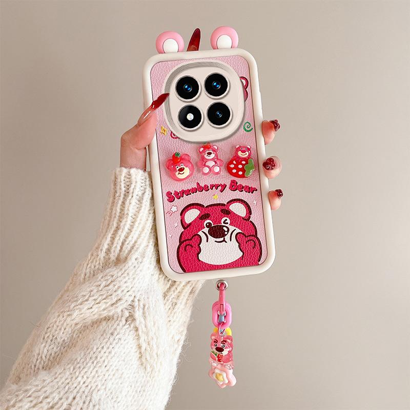 KEYSION Милый чехол с 3D-мультяшным рисунком для Redmi Note 14 Pro 5G 14 Pro+ с браслетом, силиконовый противоударный чехол для телефона Xiaomi POCO X7