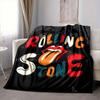 1pc Rolling Stone Flannel Blanket [Cozy Throw Blanket] For Sofa, Bed, Travel, Camping, Livingroom, Office, Couch, Chair, And Bed