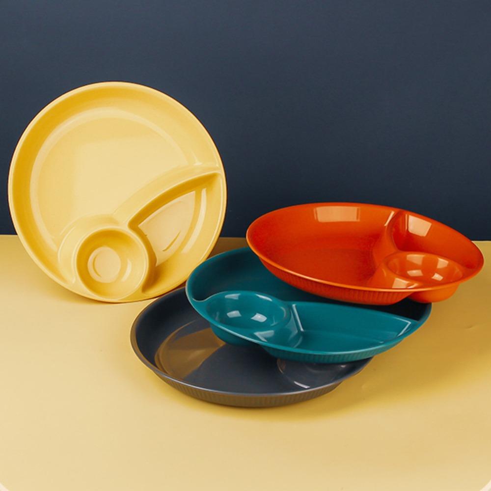 2 шт. Пластиковая тарелка для еды, пригодная для микроволновой печи, мерная тарелка для порций, портативная разделенная обеденная тарелка, контроль диеты