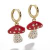 Trendy Alloy Womens Red Mushroom Earrings With Geometric Artificial Gemstones