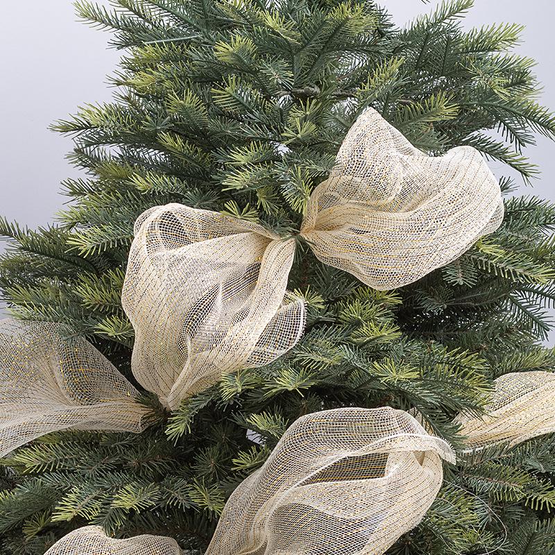 Gold & Silver Christmas Tree Decorations: Mesh Ribbon & Ornaments