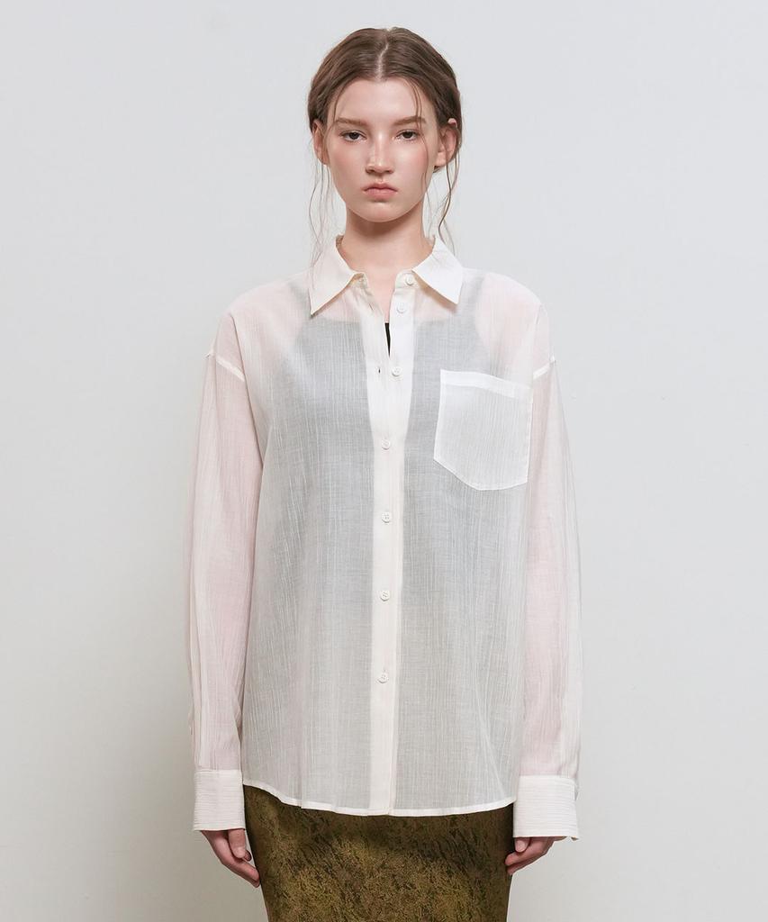 GENERALIDEA Summer Wrinkle Sheer Shirt [Ivory] / Wbe2L03531