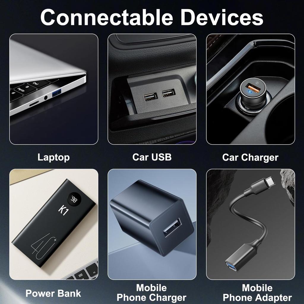 2PCS Car USB Lights Car Atmosphere Lamp with Touch Dimmable, Portable Mini Glass Bottle LED Bulb Night Lights for Vehicle Bedroom Hallway Camping