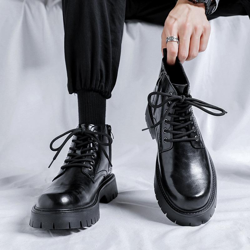 Ботинки мартин мужские весенне-осенние уличные ветрозащитные с высокой подошвой, локомотивные, в британском стиле, интернет-знаменитость, японские шнурованные термоботинки 6896-R