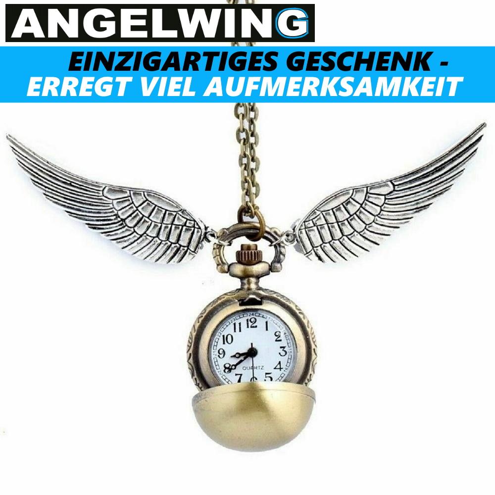 ANGELWING Ожерелье с крыльями ангела, подвеска в виде золотого снитча с крыльями и медальоном в виде часов