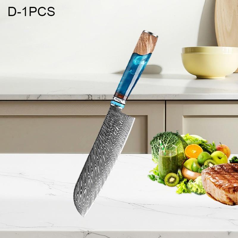 WXCOO Damascus Steel Chef Knives Set Professional Japanese Kitchen Knife Utility Fruit Paring Knife Blue Resin Handle Set