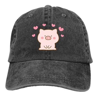 Стираная мужская бейсболка с множеством маленьких сердечек, кепки Snapback для дальнобойщиков, кепка для папы, шляпы для гольфа со свиньей-эмотиконкой