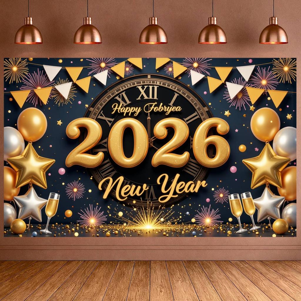 2026 Праздничная витрина Блестящие акценты 2026 Праздничный фон 2026 Витрина мероприятия Цветные шары Фон для вечеринки в честь Нового года