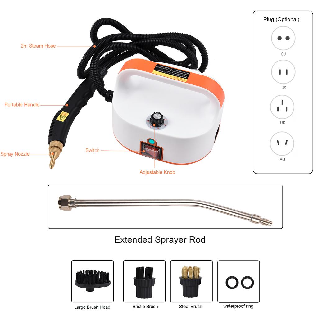 Портативный пароочиститель 1500 Вт, высокая температура, высокое давление, мобильная чистящая машина, пароочиститель