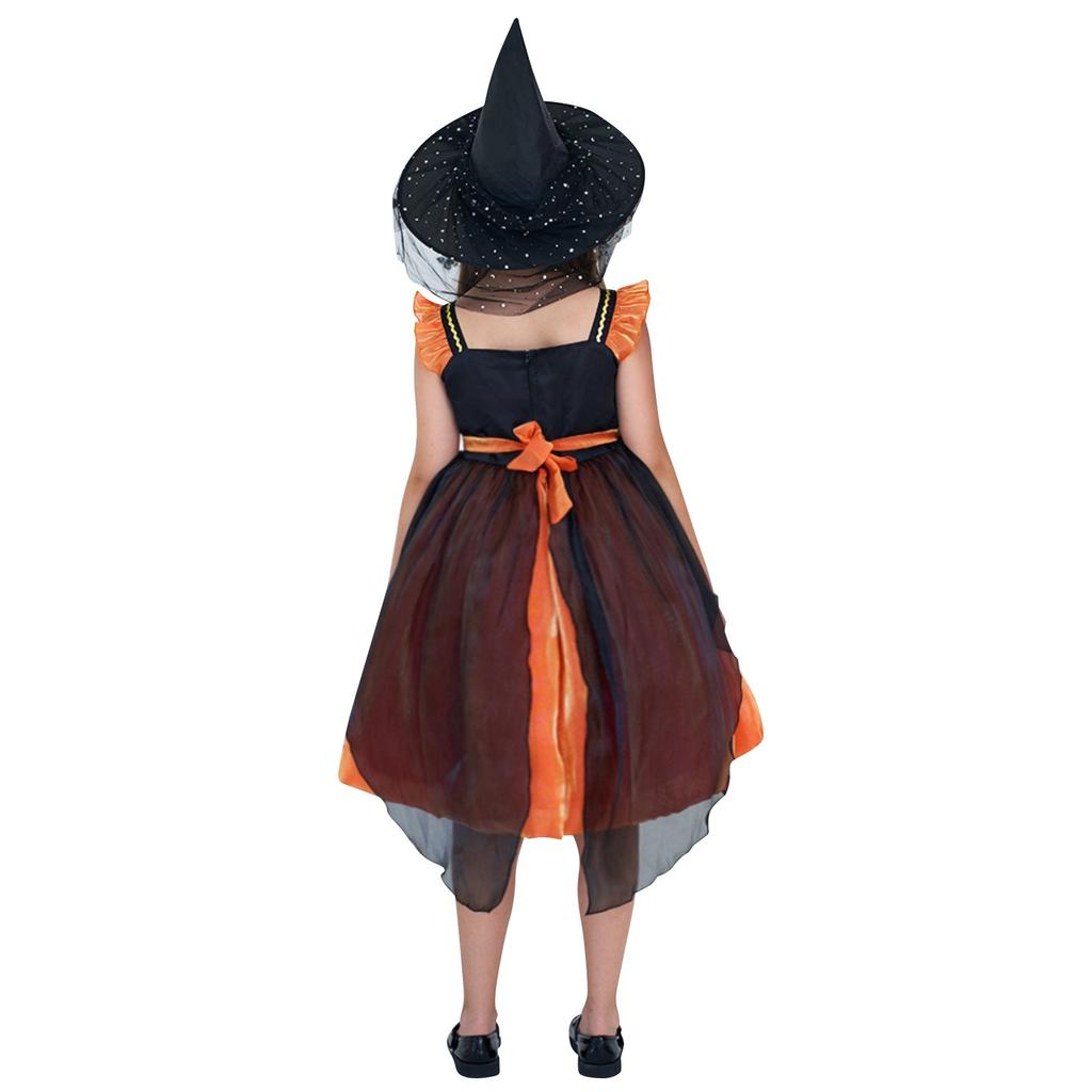 Halloween Girls Dress Printed Dress Witch Role Play Cosplay Costume Masquerade Costume