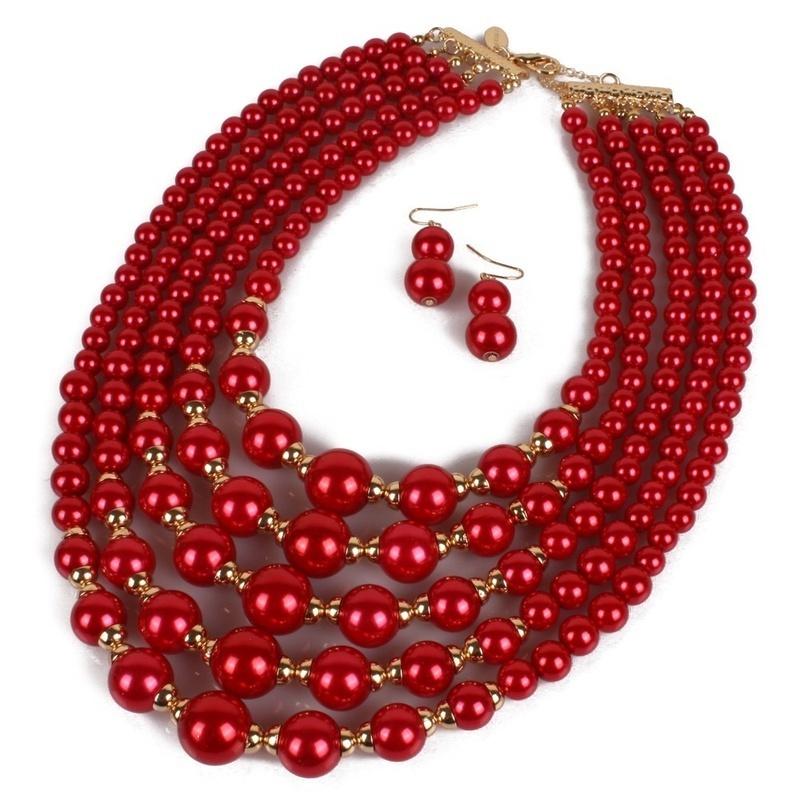 Женское модное ювелирное ожерелье и серьги ручной работы, многослойное очаровательное ожерелье