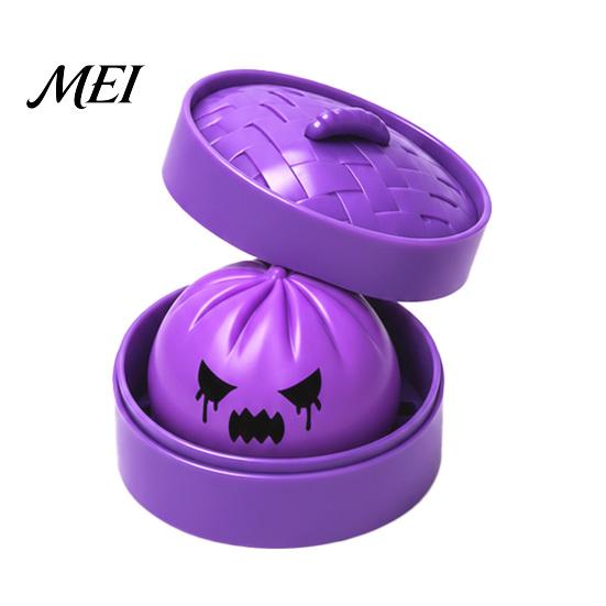Steamed Bun Stress Relief Toy Dumpling Squeeze with Purple Steamer, Creepy Squeezing for Halloween, Home Office Relaxation Ball Fidget Desk Toys