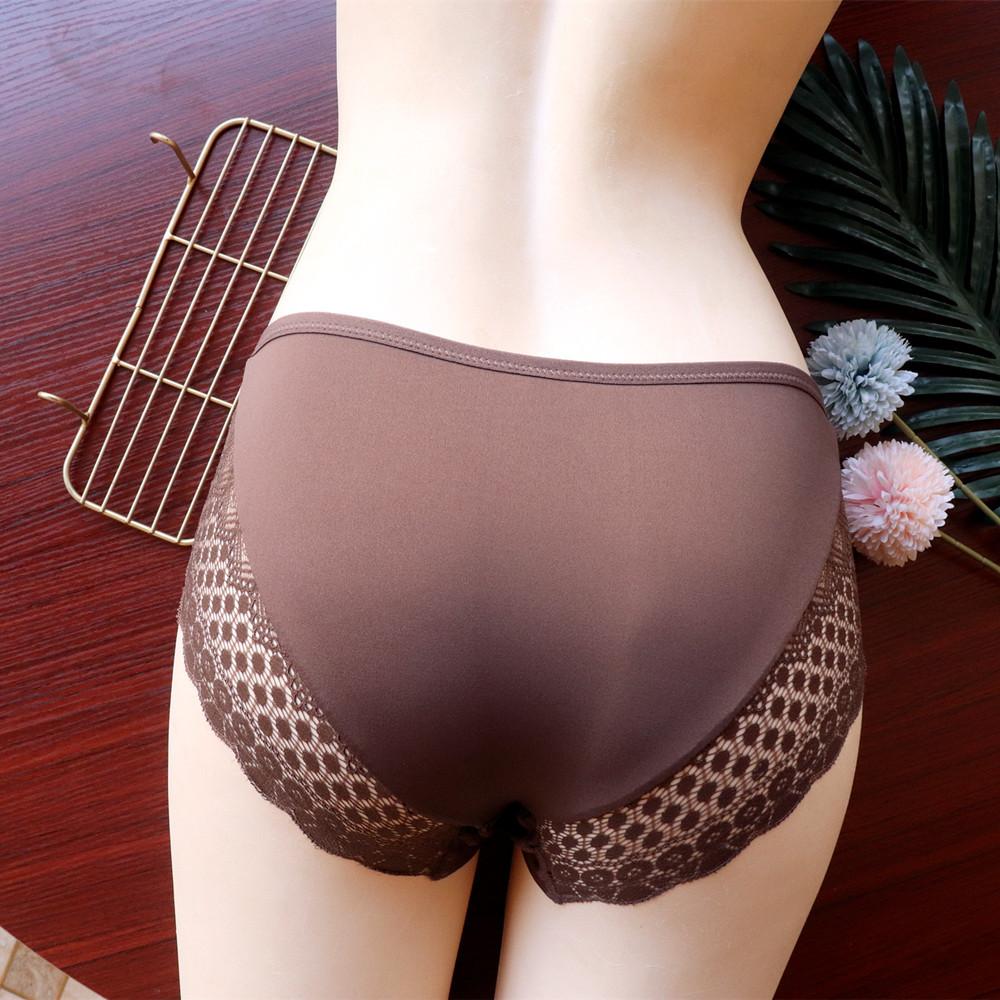 Fashion Simple Women Panties Sexy Hollow Lace Seamless Underwear High Elastic Breathable Mid-waist Women's Briefs