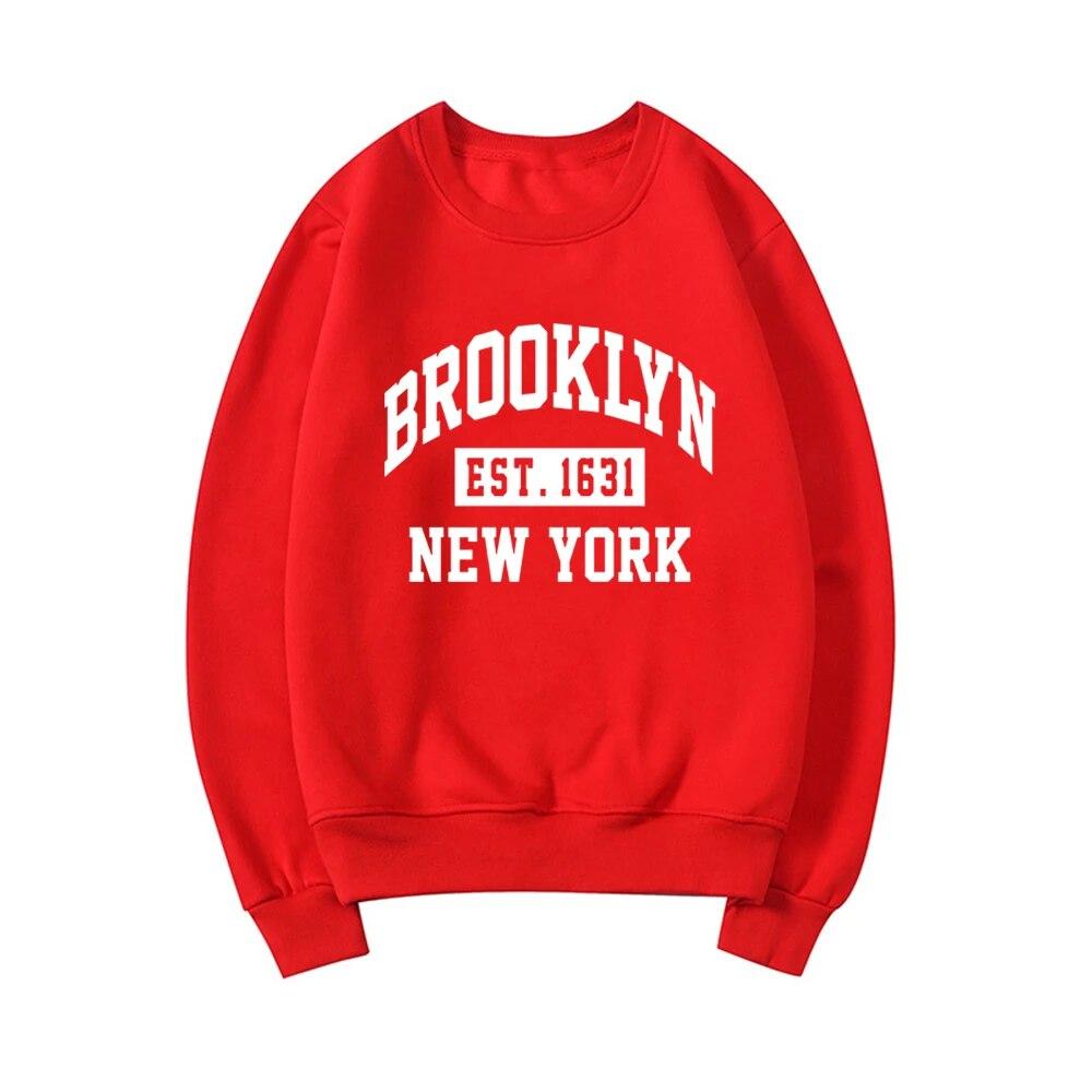 Толстовка с рисунком Brooklyn NYC с надписью Brooklyn New York Рубашки с капюшоном Нью-Йоркский подарок Осенний пуловер унисекс Повседневная уличная толстовка унисекс