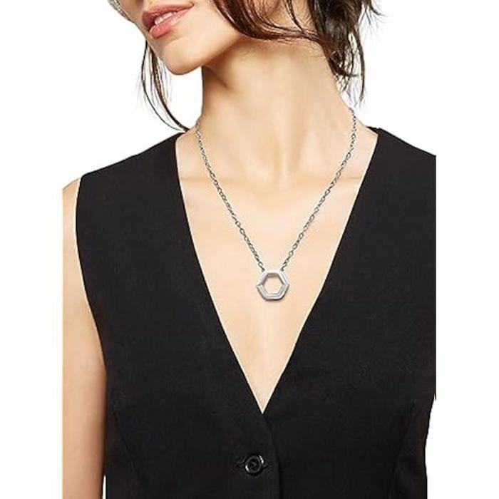 Collier - BREIL - HEXAGONIA - Acier - Argent - Pendentif hexagonal