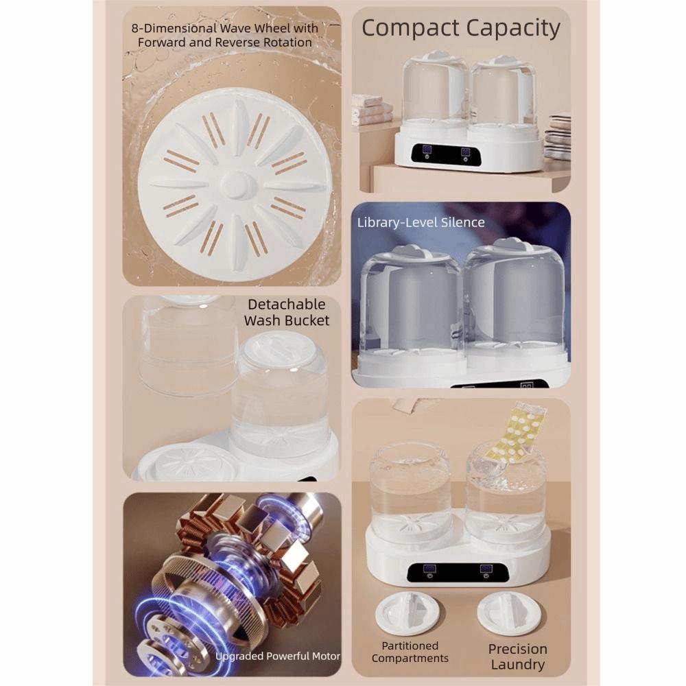 Transparent Tank Double Cup Washing Machine 2 Modes Double Barrel Laundry Cup Apartment Living