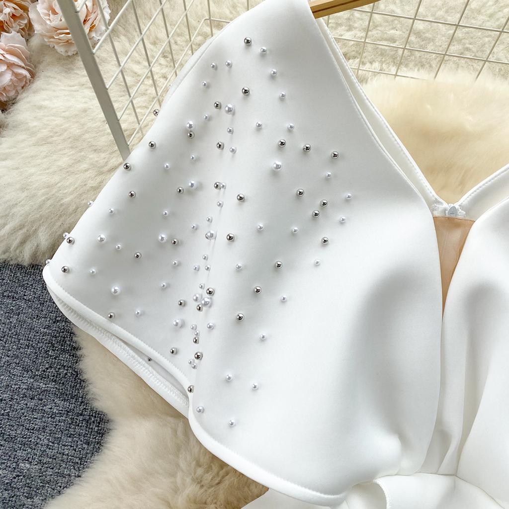 Роскошные элегантные дизайнерские платья с V-образным вырезом, вечернее платье с пайетками, женское облегающее платье Y2k до середины голени, отделка бисером