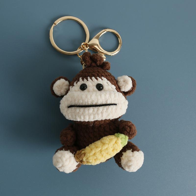Funny Sheep Doll Crochet Keychains Custom Crochet Cartoon Animal Doll Series Keyring Knitting Bee Doll Cute Keychain