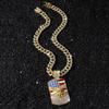 Iced Out American Flag Eagle Charm Pendant Necklace Crystal Cuban Chain Ideal Gift for Culture Lovers