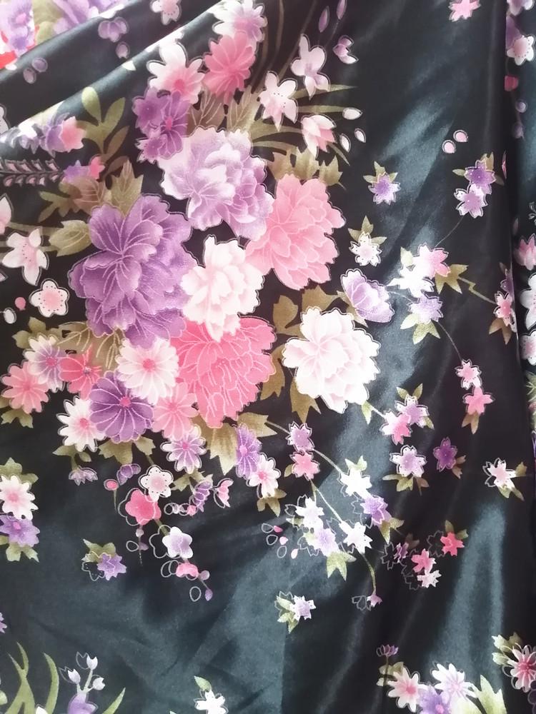 Большая Цветочная Ткань из Шелкового Сатина для Ципао, Подкладки и Ленты для Головного Убора
