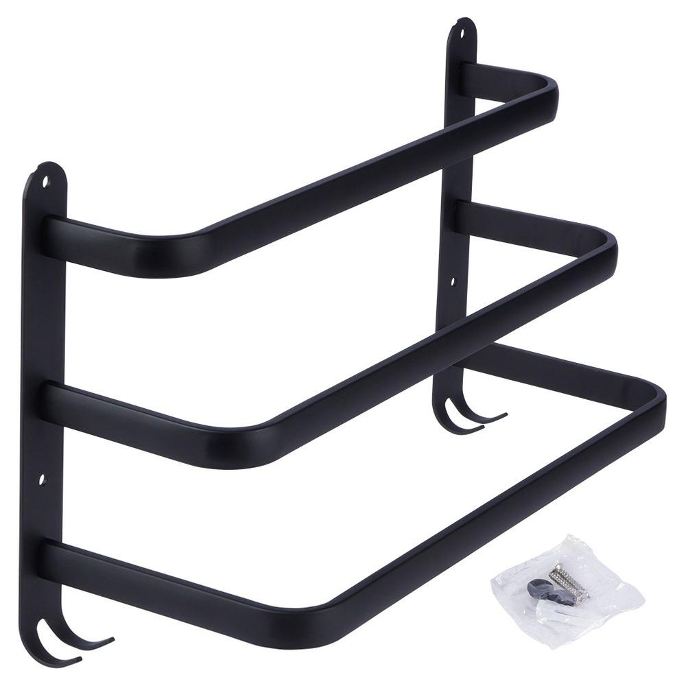 Black aluminum towel rack 40 cm