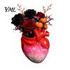 Personalized Window Display Hand Holding Human Heart Organ Vase, Gothic Anatomical Shaped Unique Art Gift Spooky Halloween Desktop Flower Pot