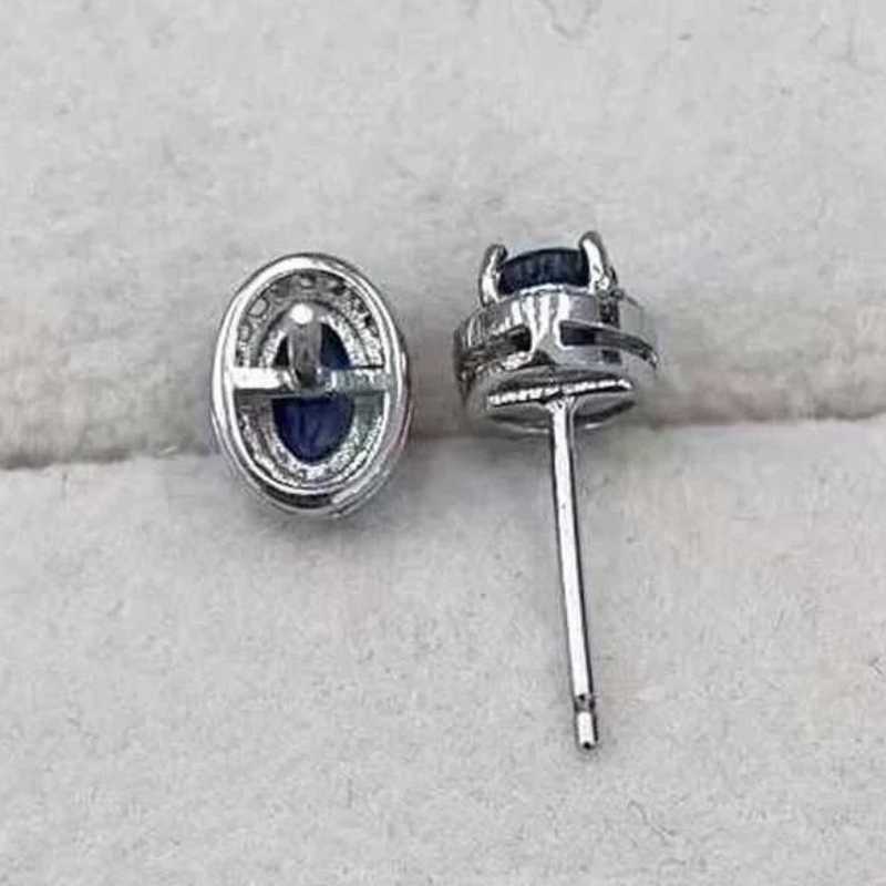 Sace Gems Серьги для женщин стерлингового серебра 925 пробы 4*6 мм серьги-гвоздики с натуральным сапфиром Свадебная вечеринка изящные ювелирные изделия подарок