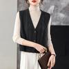 Women's Loose Wool V-Neck Sleeveless Sweater Vest for Autumn & Spring