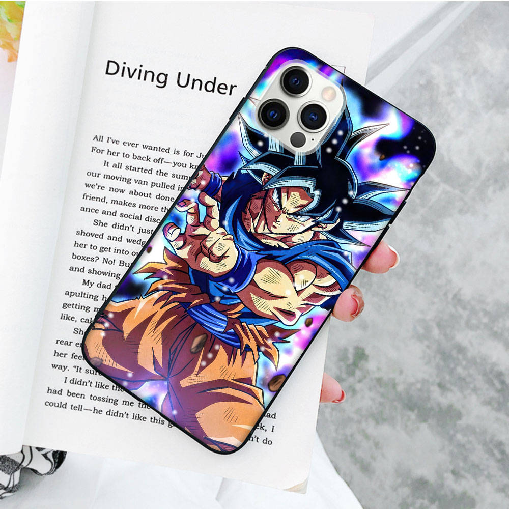 Мягкий черный чехол JW83 Dragon Ball Goku для iPhone 16 15 Plus 14 13 Pro 8 SE XR XS Max P30 Nova 5T Y5P Y6 Y7 Y8P Y9 Realme C30 C33 C31 VIVO Y36 V27