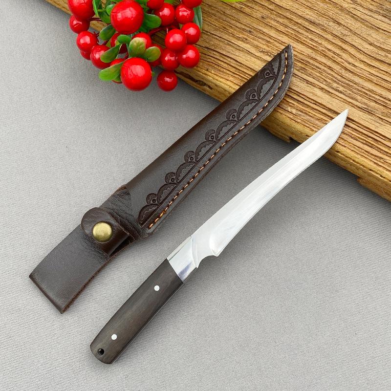 Универсальный нож для барбекю, мясной тесак, фруктовый нож, нож для стейков, лезвие из нержавеющей стали, деревянная ручка, поварские ножи для резки и обвалки