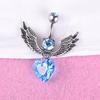 16G Double Gem  Heart Wing Navel Belly Button Ring Body Piercing Jewelry