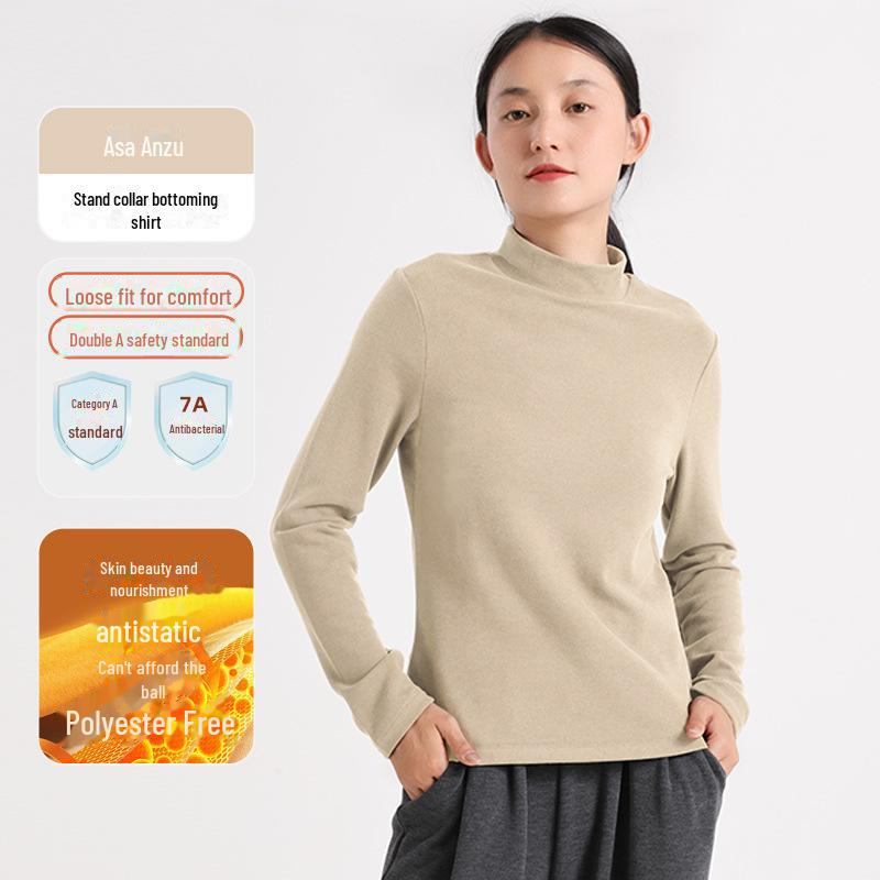 Женская теплая рубашка из немецкого бархата с полуворотом - плюшевая, утолщенная, с длинным рукавом и гиалуроновой кислотой для ухода за кожей