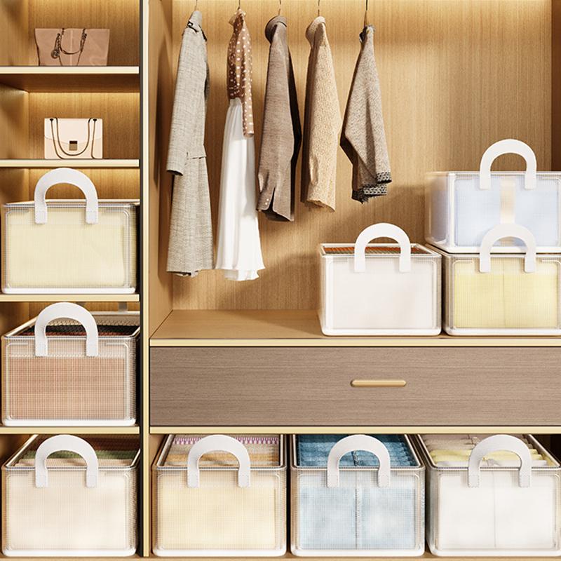 Прозрачная корзина для хранения одежды из ПВХ, ящик для хранения нижнего белья, каркас из нержавеющей стали, органайзер для гардероба, водонепроницаемая тканевая коробка