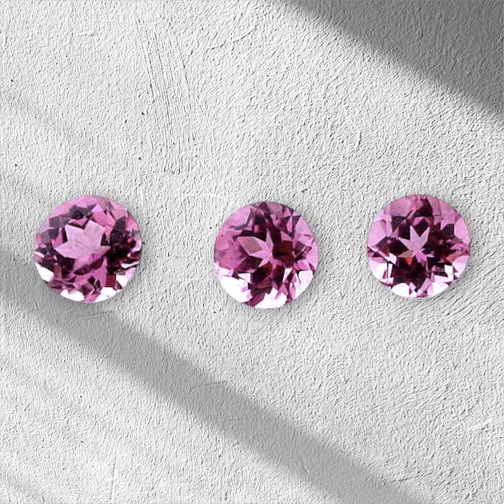 5 шт. розового рубеллита 3 мм круглой огранки, натуральный турмалин, лот розового турмалина, камень рожденных в октябре для изготовления ювелирных изделий.