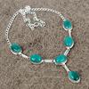 Green Jade Gemstone Handmade 925 Sterling Silver Jewelry Necklace 18" KKG-396