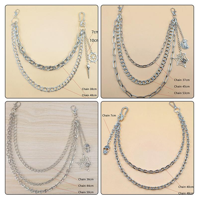 Панк Металл Паутина Скелет Подвеска Поясная Цепь Многослойная Джинсовая Цепь Хип-Хоп Цепь для Брюк Аксессуары для Одежды Подарки