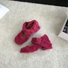 Fashion Mary Jane High Heels Women 2024 Autumn/Winter New Versatile One Line Square Headed Thick Heels Shallow Mouth Plush Single Shoes