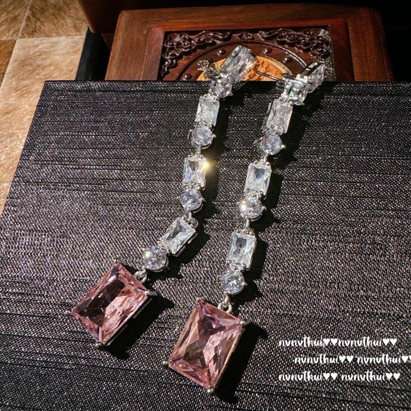 Серьги-гвоздики Papalacha Flower Gemstone, Золото дочери богатой семьи, Покрытие 18-каратным золотом, Цветочная пластина, Цветной Циркон-сокровище, Серьги-капли воды