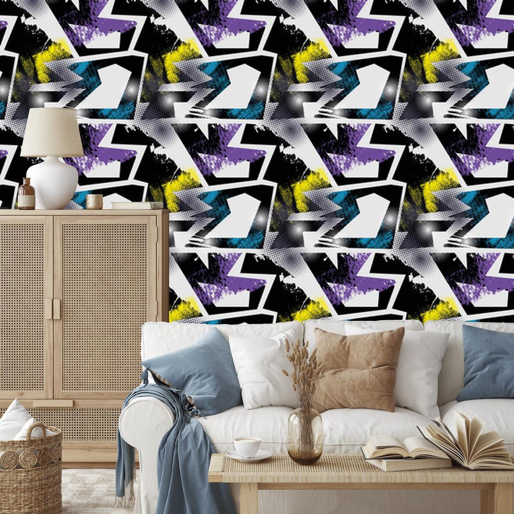 Yellow Graffiti Wallpaper for Living Room and Bedroom 50x1000